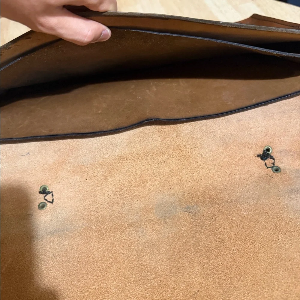 Vintage Western Floral Hand Tooled Leather Briefcase / Messenger Bag